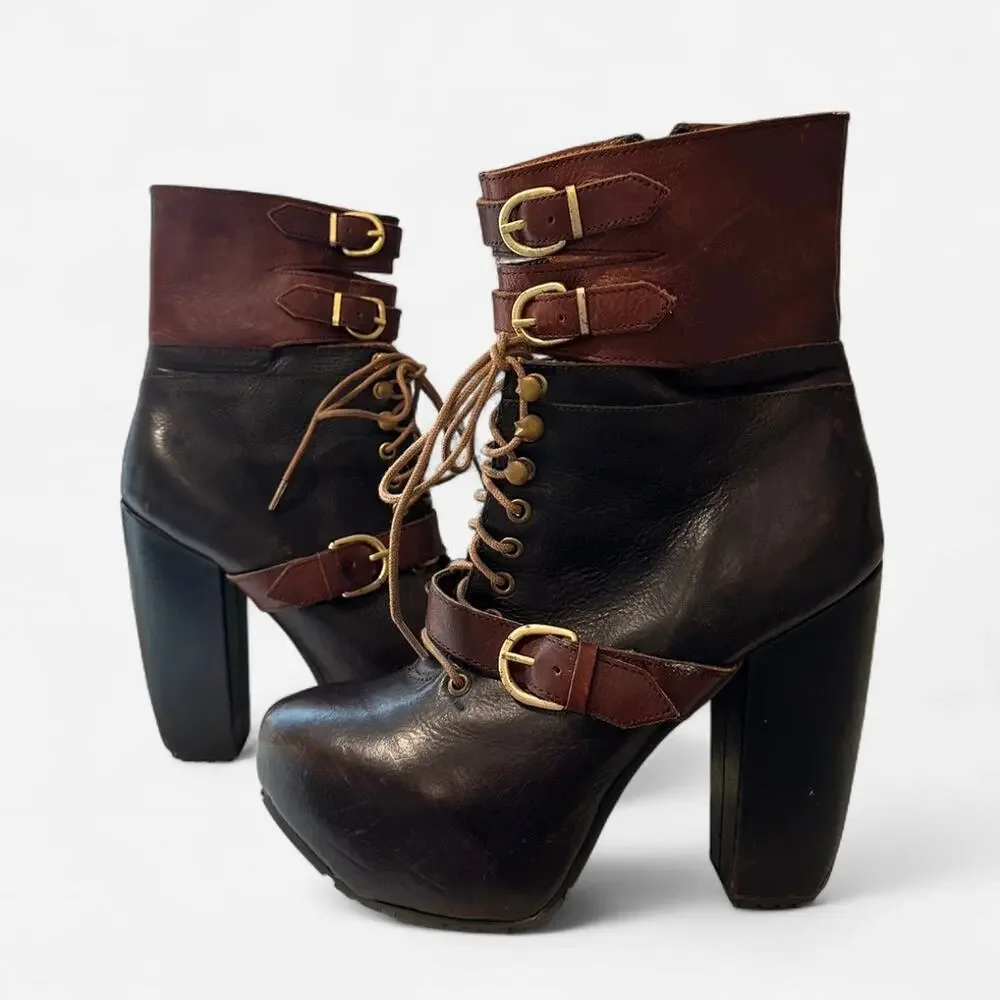 Miista Andee Italian Leather Platform Booties | Y2K Statement Heel